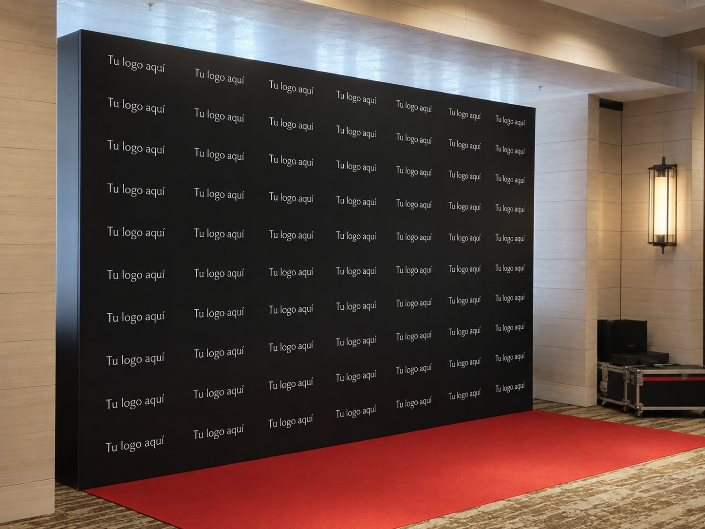 Backing y photocall para evento corporativo con alfombra roja